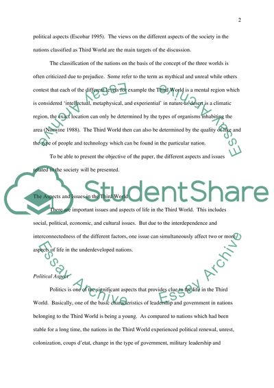 A Particular Perspective on the Societies in the Third World