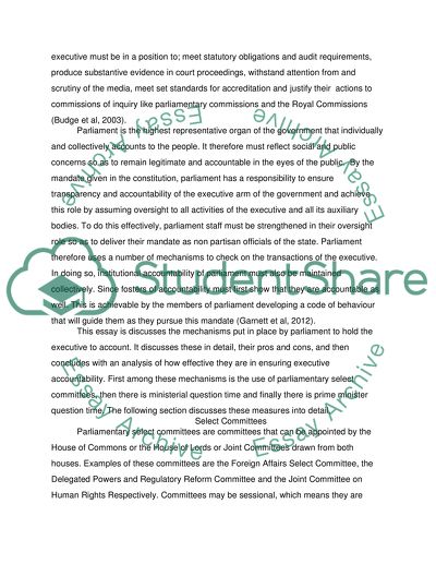 POLITICS how effective is parliament in ensuring executive accountability