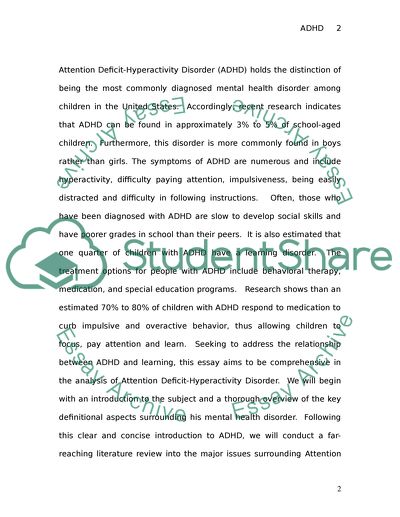 Attention Deficit-Hyperactivity Disorder And Learning