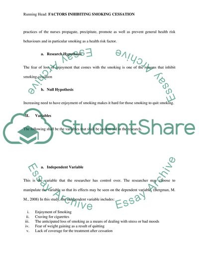 Factors Inhibiting Smoking Cessation