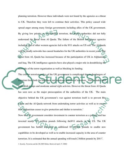 The Counte-Terrorism Policy of the UK Government