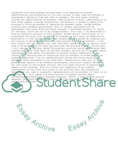 Problem Solving - Academic Performance