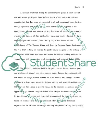 Policy and Politics in sports and gender