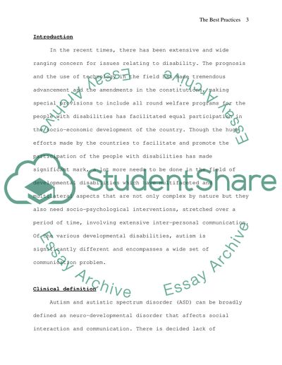 Best Practices on Autism