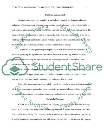 Assignment 1: Strategic Management and Strategic Competitiveness