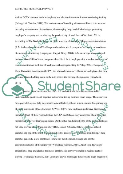 Employee Personal Privacy