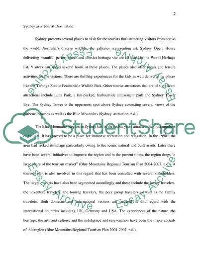 Sydney as a Tourist Destination