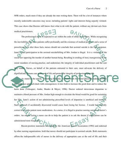 In the care of a nurse