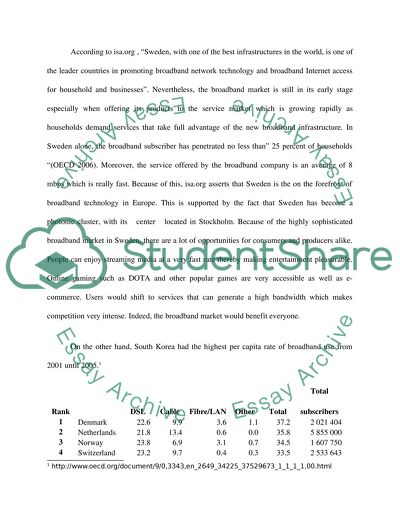 A comparative Study of Telecommunication Policy, Sweden and South Korea: Broadband Service Diffusion