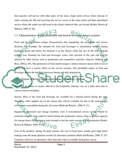 essay for food and beverage service