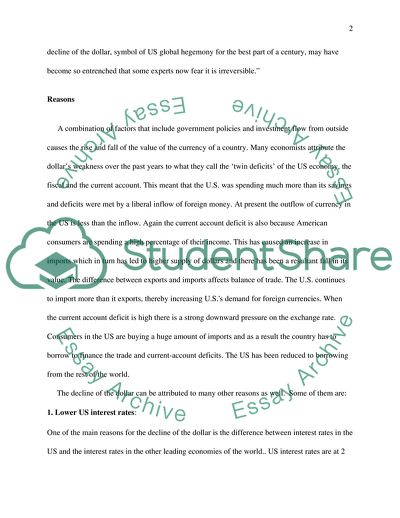 The Decline of the US Dollar