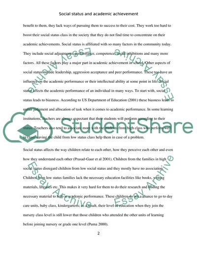 Correlation between a Students Social Status and Academic Performance