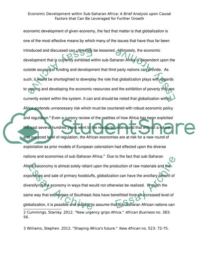 Economic Development within Sub-Saharan Africa