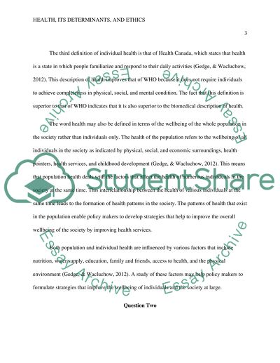 Health, its Determinants and Ethics