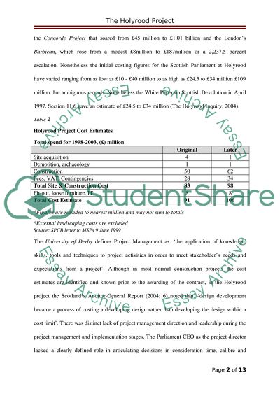 The Holyrood Building Project