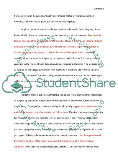 Effects of Austerity Measures on Depressed Economy