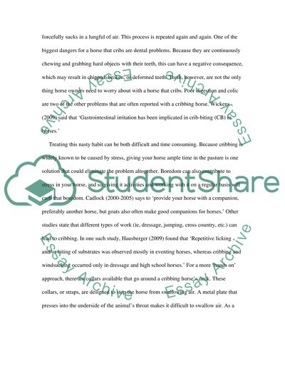 Reasons and Effects of Horse Cribbing