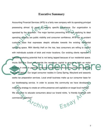 Accounting Financial Services Plan