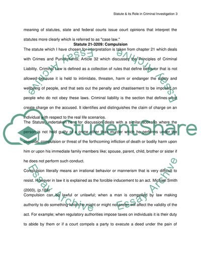 Statute and Its Role in Criminal Investigation