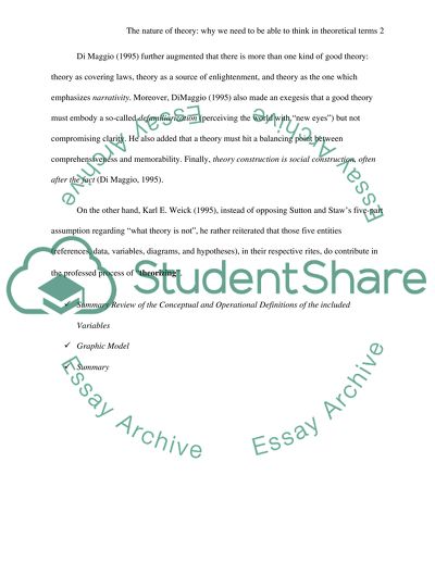 The Nature of Theory