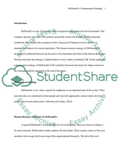 McDonalds Compensation Strategy