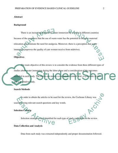 Evidence-Based Clinical Guideline