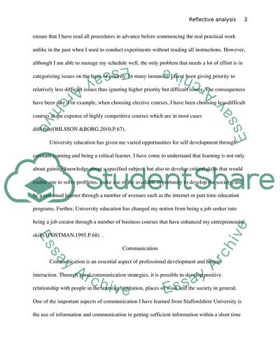 Reflective Analysis of Higher Education