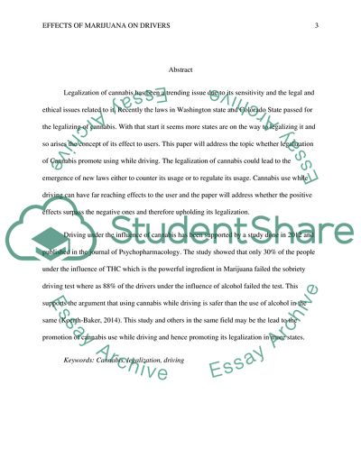 Does Legalization of Marijuana Promote Use while Driving