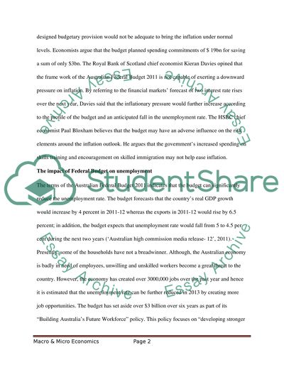 Features Of Australian Federal Budget 2011