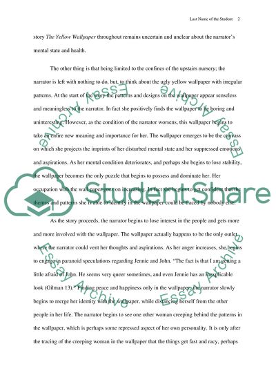 Reading Response- The Yellow Wallpaper by Charlotte Perkins Gilman