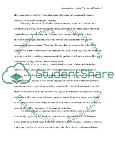 Advanced Accounting Theory and Practice