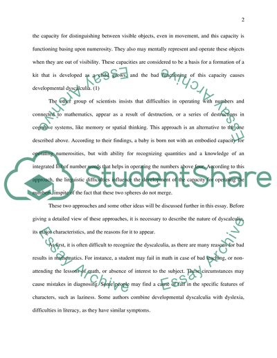 Theories of Mathematical Cognition and Their Influence of Developmental Dyscalculia