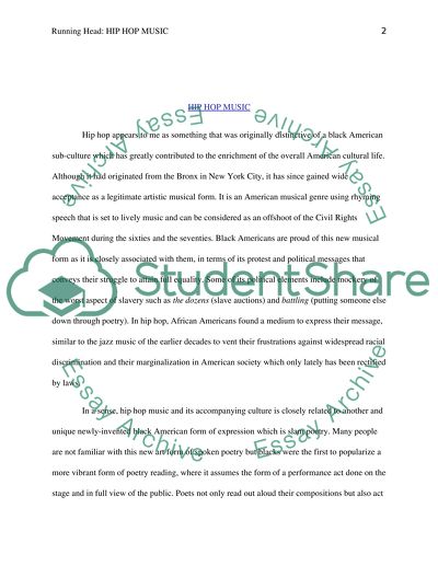 Hip-Hop as Originally Distinctive of a Black American Sub-Culture