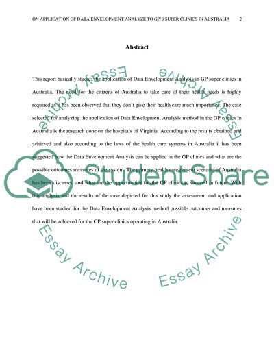 Data Envelopment Analyze to GPs Super Clinics