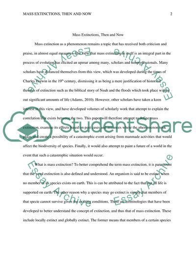 Mass Extinctions, Then and Now