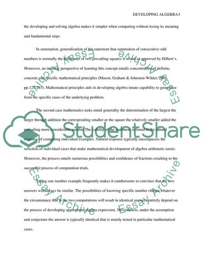 Developing Thinking in Algebra