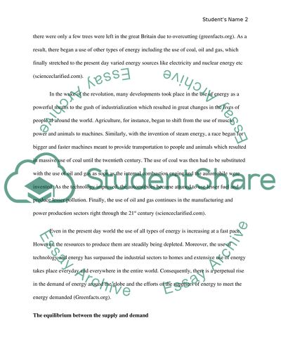 Energy Supply and Demand and Future Growth