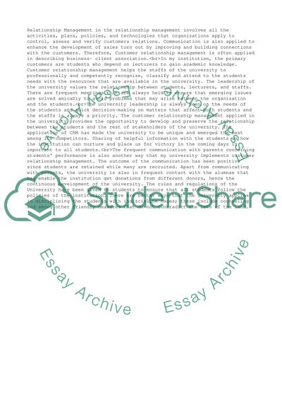 Customer Relationship Management in the University