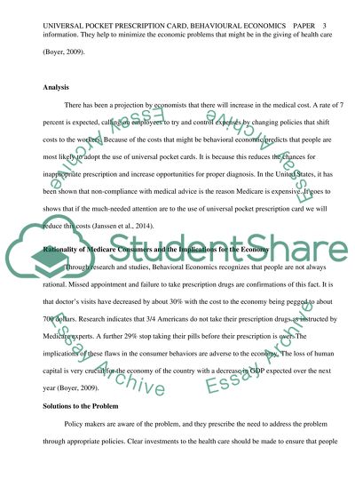 Universal Pocket Prescription Card, Behavioral Economics Paper