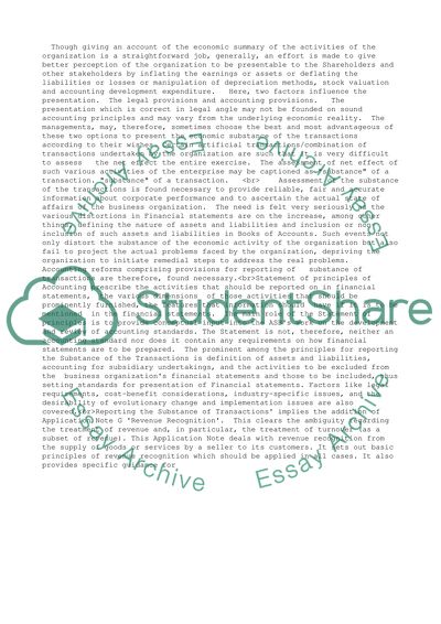 Accounting for the Substance of Transactions