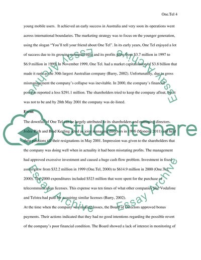 Accounting Course - One.Tel Telecommunication Company