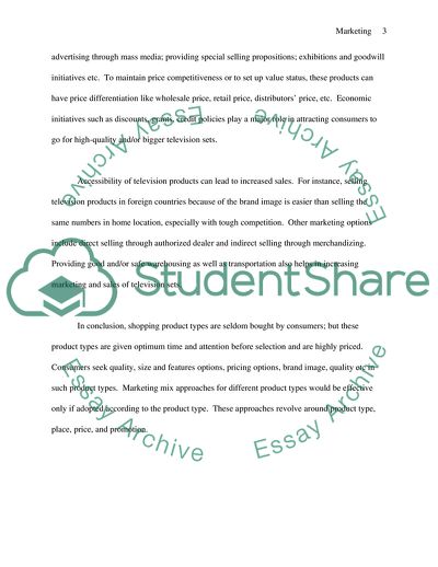 Pick a product and describe its consumer product type and the associated market mix considerations