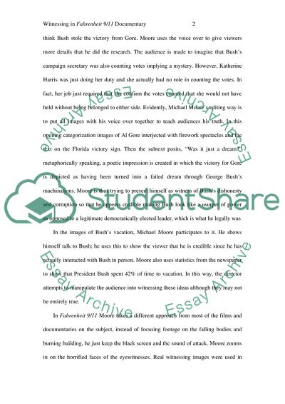 Analysis of Witnessing in Fahrenheit 9/11 Documentary