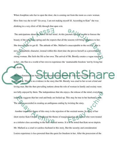 Analysis of Themes in The stories: The Story Of an Hour, The Garden Of Forking Path