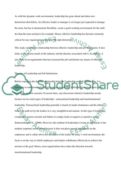 Leadership Effectiveness and Job Satisfaction