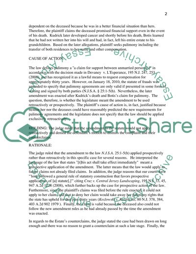 Complaint against the Estate