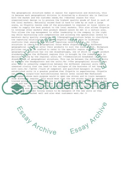 Geograpical Structure of Chipotle