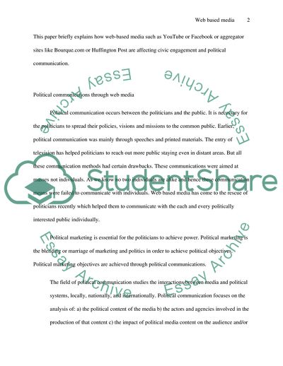 Civic Engagement and Political Communication through Web Based Media
