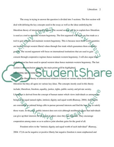 Liberalism Is Simply Another Tool to Maintain Western Hegemony. Discuss