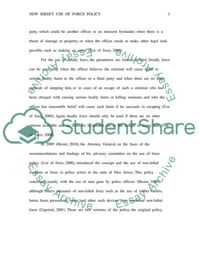 Use of Force Policy in New Jersey